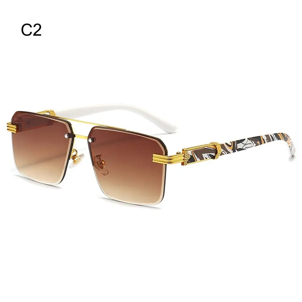 

Fashion Vintage Rimless Sunglasses for Men Square UV400 Gradient Shades Cutting Lenses Eyewear for Women