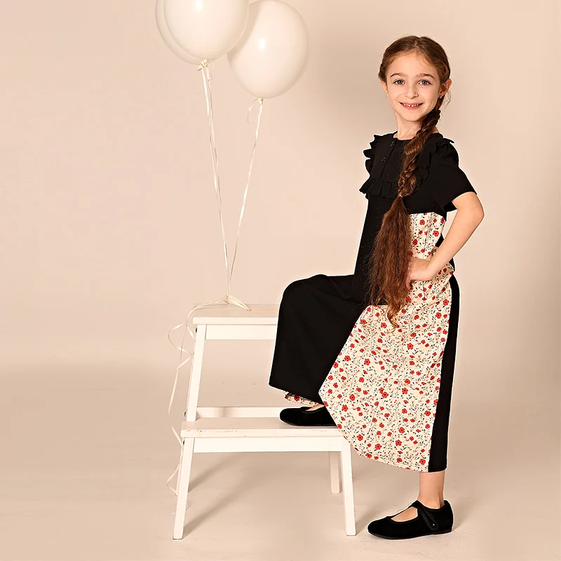 AA SS25 - Kids Clothes Shabbos Robe in Floral Print with Soft Wrap Set for Boys and Girls Clothing Top and Shorts Leggings