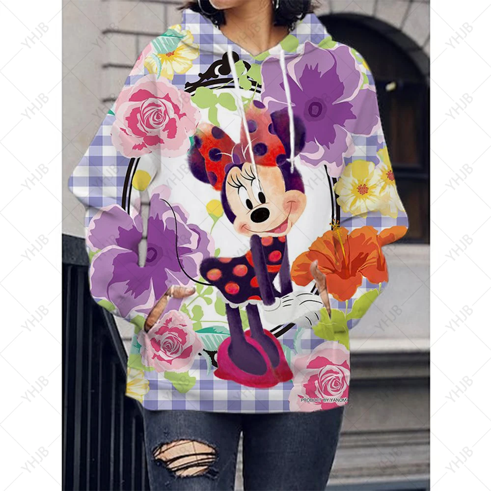 2024 Disney Mickey Mouse Women\'s Hoodie Fashion 3D Printed Sweatshirt Children\'s Long Sleeve Cartoon Animation Hoodie