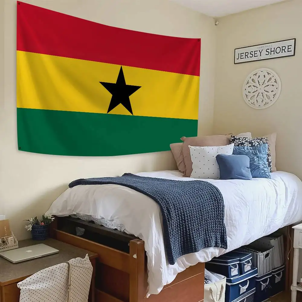 Ghana Flag Banners Four Hole Flag Polyester Outdoor Decor Room Aesthetic