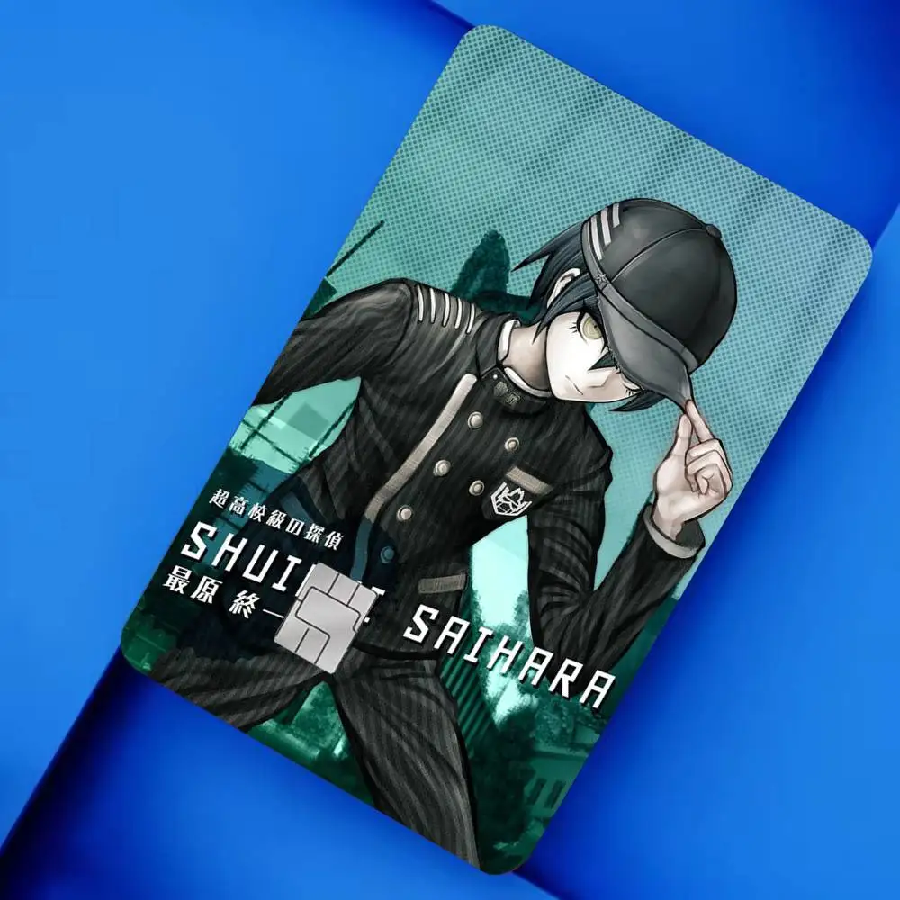 Anime D-Danganronpa S-Shuichi Saihara 4pcs 1Set Laser Holographic Sticker Skin Cover for Credit Bank Debit Card