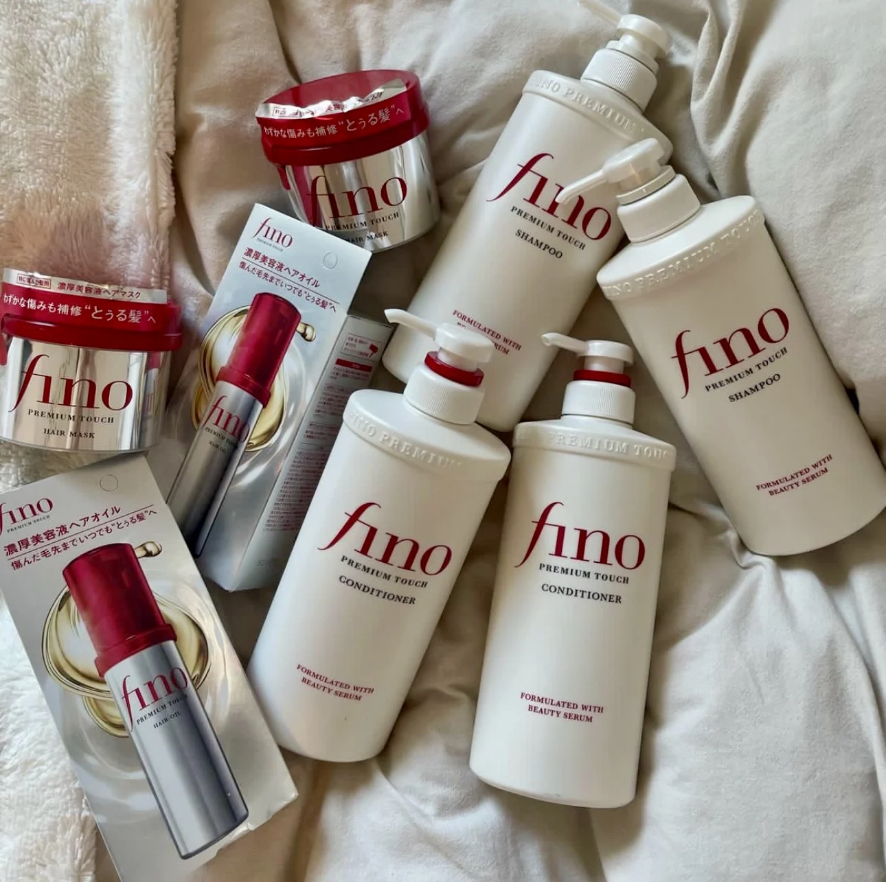 Fino Premium Touch Series Hair Care Original Brand Shampoo Conditioner Hair Mask Hair Essence Oil Nourish Repair Hair Scalp Set