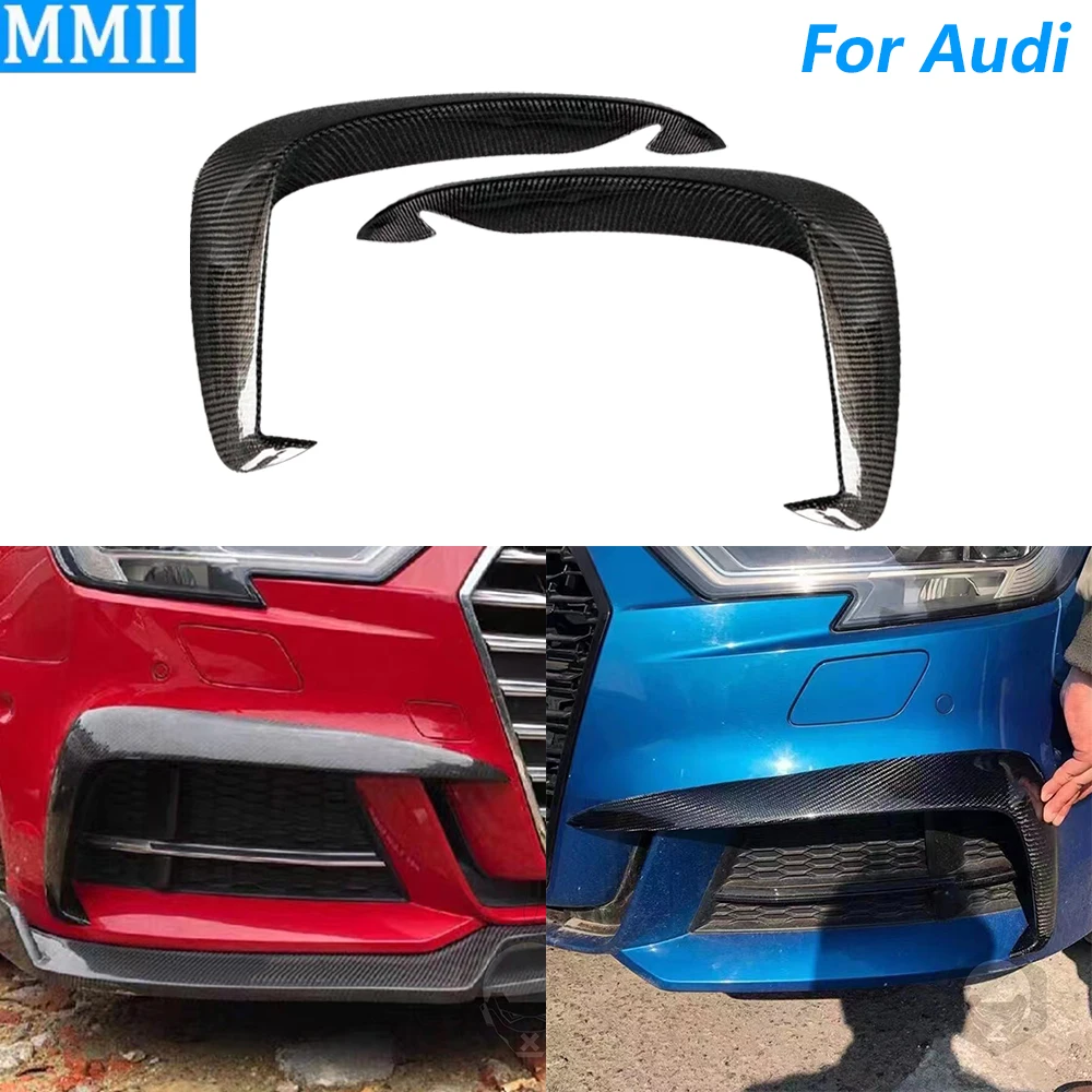 For Audi A3 8V S3 2017-2019 Real Dry Carbon Fiber Front Bumper Lip Spoiler Cover Panel Car Accessories Modification Decoration
