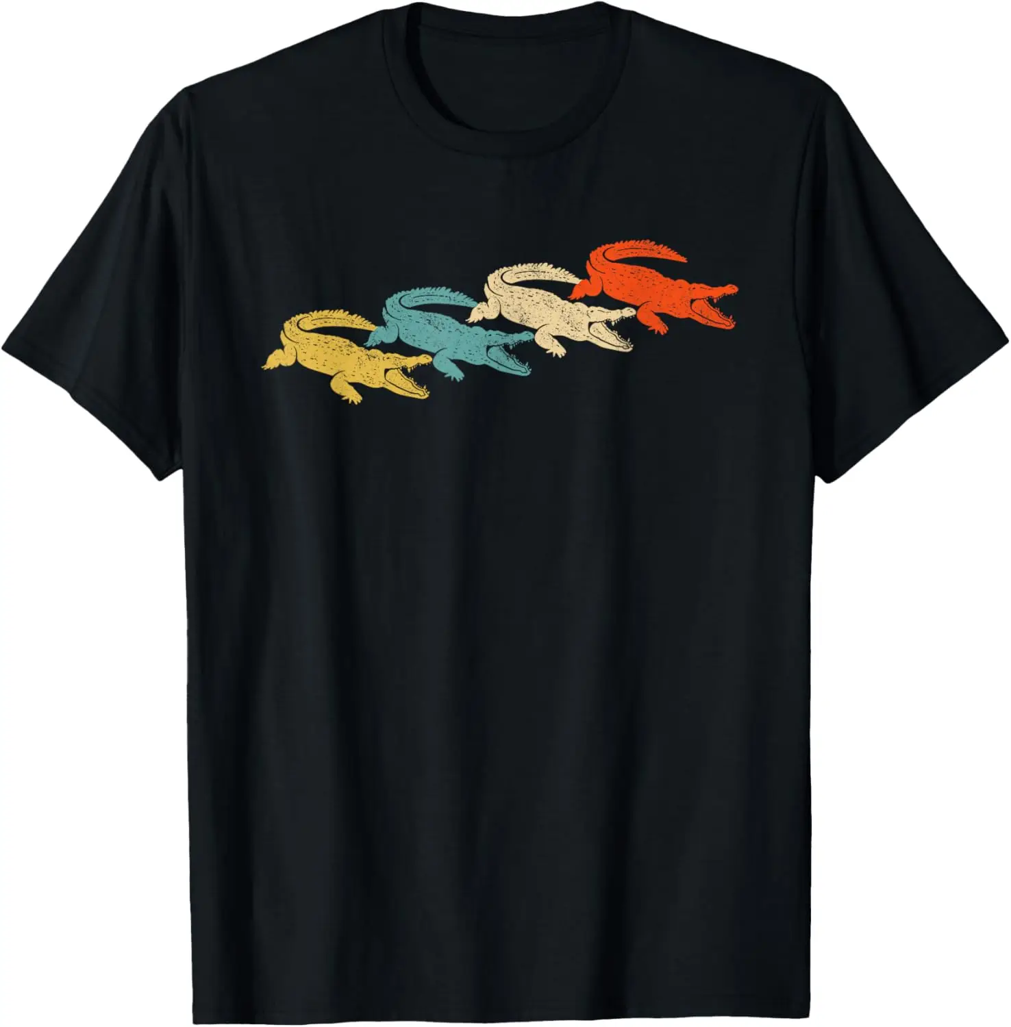 Retro Crocodile Alligator T-Shirt 100% Cotton O-Neck Short Sleeve Summer Casual Mens T-shirt Streetwear