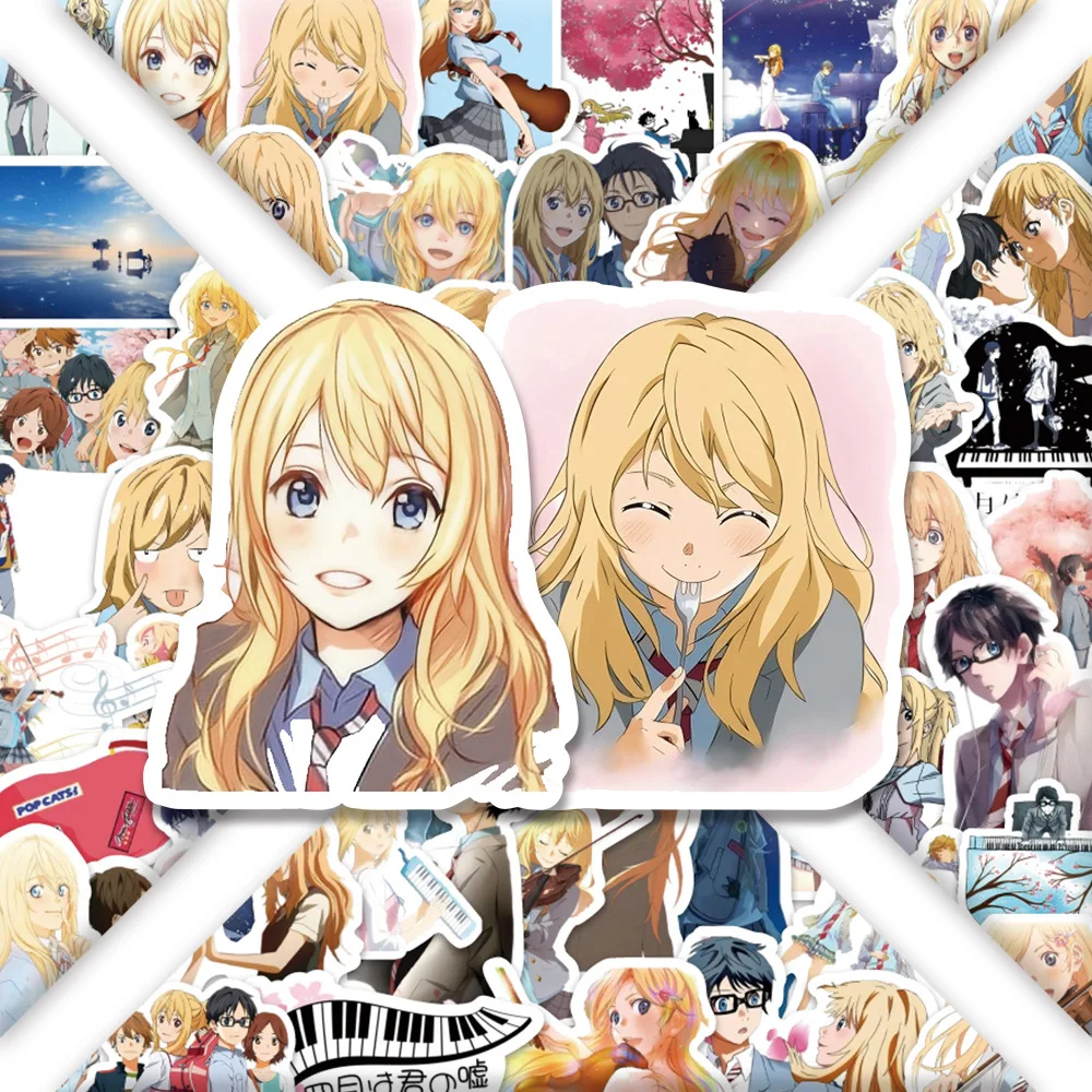 

10/60PCS Anime Your Lie in April Sticker Cartoon Creative Decorative Water Cup Mobile Case Waterproof Decal Kids Toy Gift