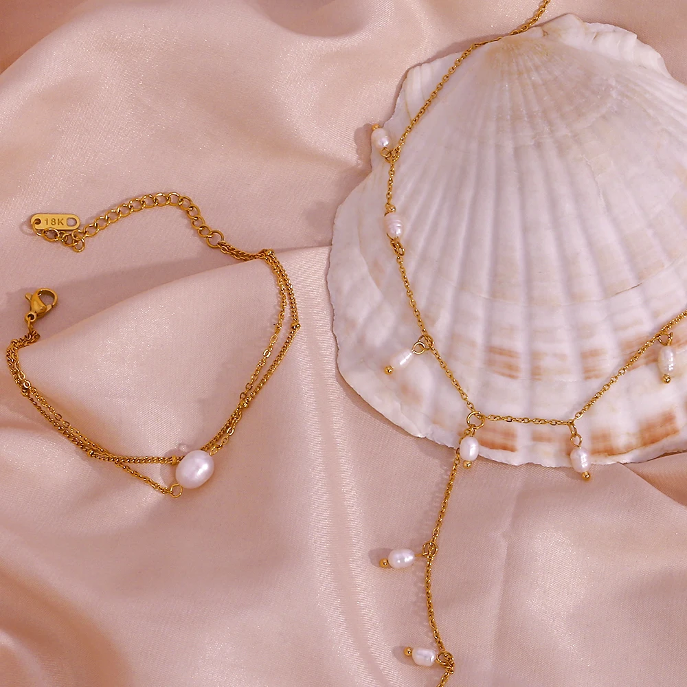 E. b. Belle Süßwasser perle Quaste y-förmige Schlüsselbein Halsketten Luxus Edelstahl Schmuck am Hals Accessoires für Frauen – Detail 3