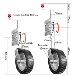 10 Inch Jockey Wheel Swing Up Solid Rubber Wheel Capacity 1500 pounds Caravan RV Boat Trailer Jack Parts Accessories Guide Wheel