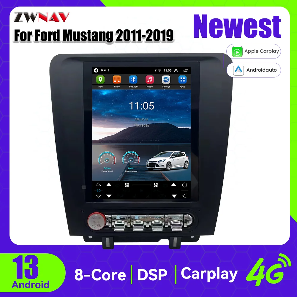 

For Ford Mustang 2013-2018 GPS Navigation HD Touch Screen Auto Stereo Android Auto Wireless Carplay Multimedia Player Head Unit
