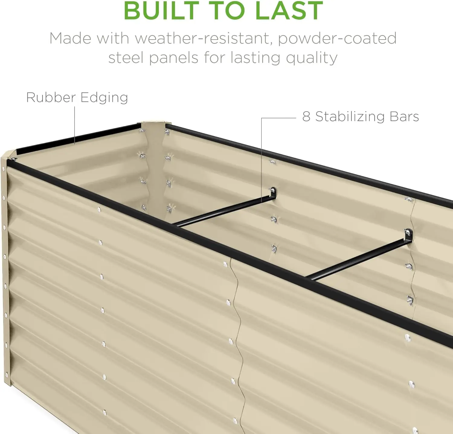 سرير حديقة مرتفع معدني خارجي مقاس 8 × 2 × 2 قدم، صندوق زراعة مستطيل للجذور العميقة للخضروات والزهور والأعشاب والعصارة مع 239 #5