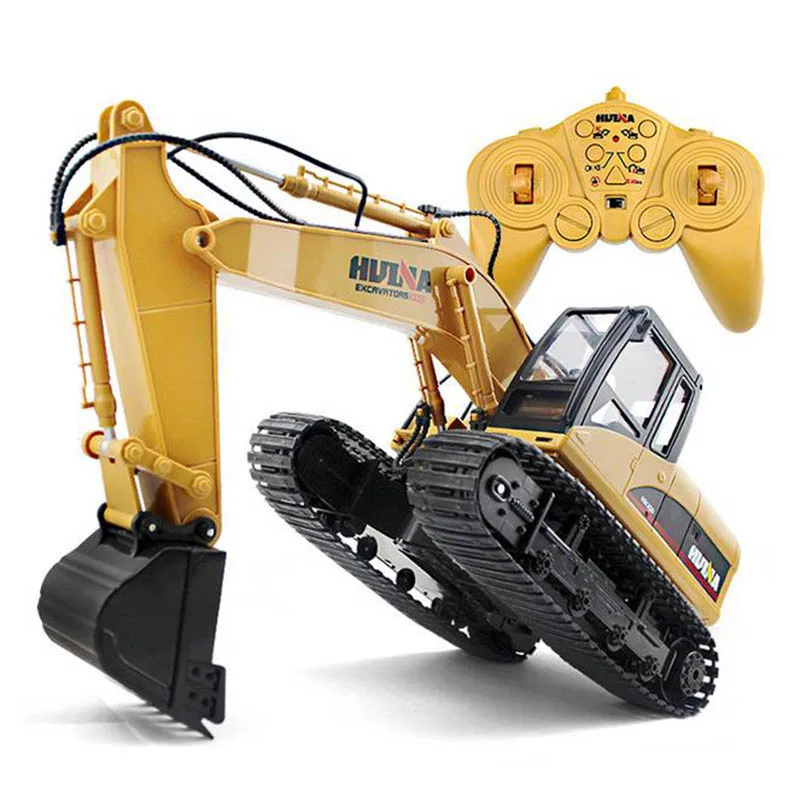 HUINA 1350 Rc Excavator 2.4G 1/14 15CH Big Alloy RC Cars Trucks RC Excavator Toys For kids Construction Engineering Vehicle Gift