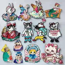 Embroidery Cat Patch Animal Cartoon Towel Patches,chenille Bears Girls Badges,rabbits Appliques for Clothing WF237241