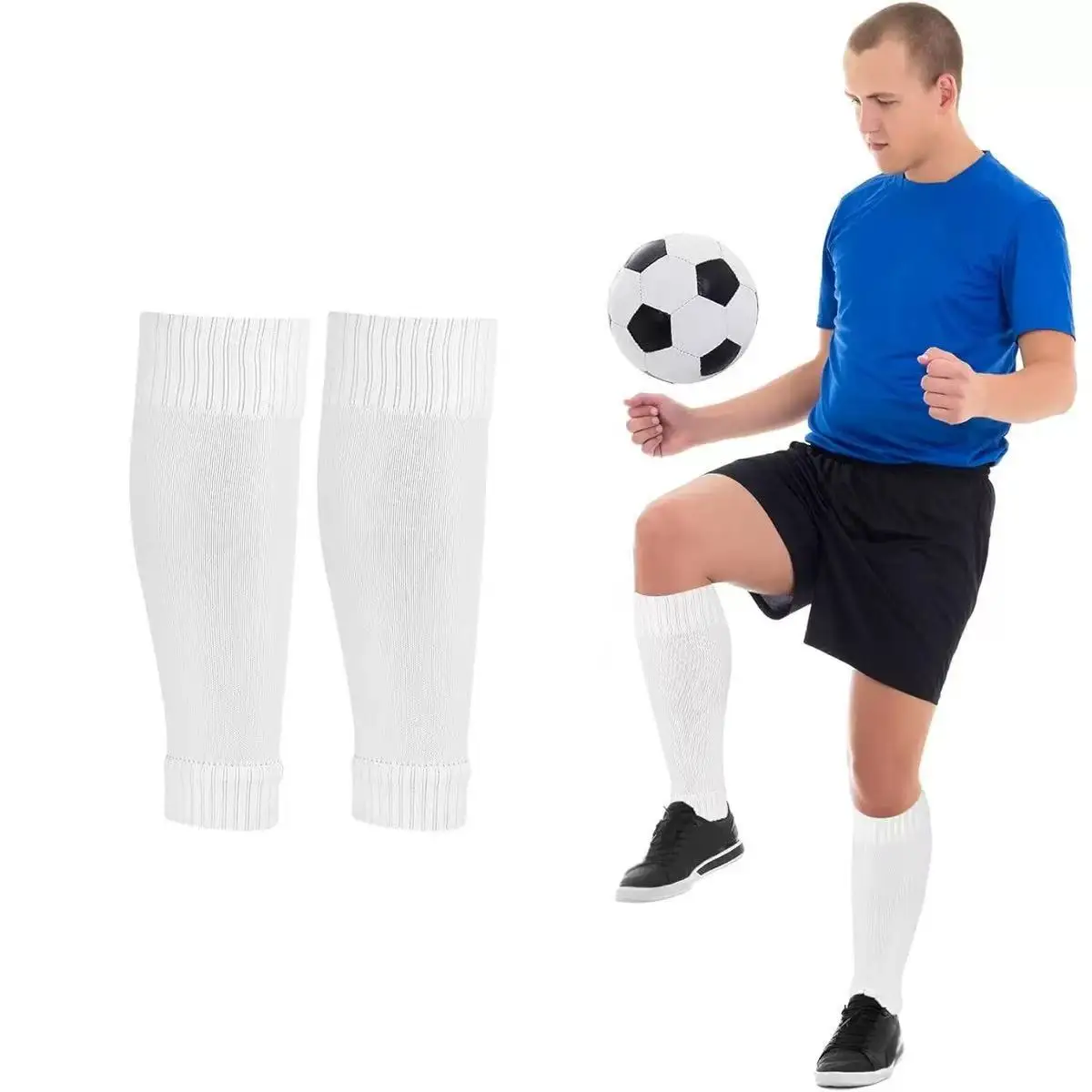 

1 Pair Men'S Knee-High Sports Socks - Soft Elastic Fabric, Breathable for Soccer, Football, Running & Outdoor Activities, White,