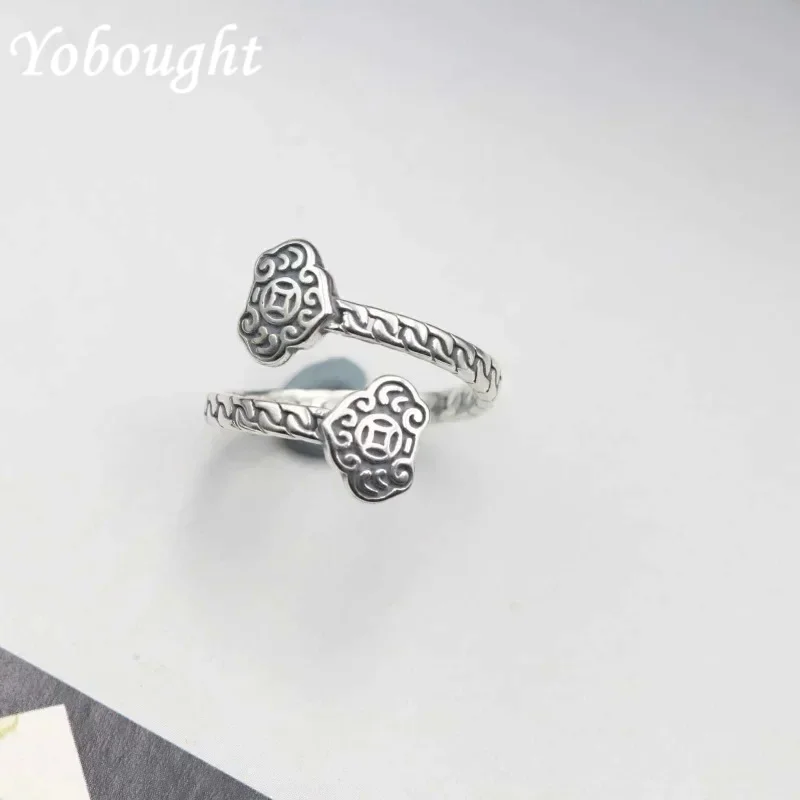 New In 925 Silver Ruyi Rings For Women Fashion Ancient Retro Chinese Style Charm Archaic Rhyme Ring Banquet Jewelry