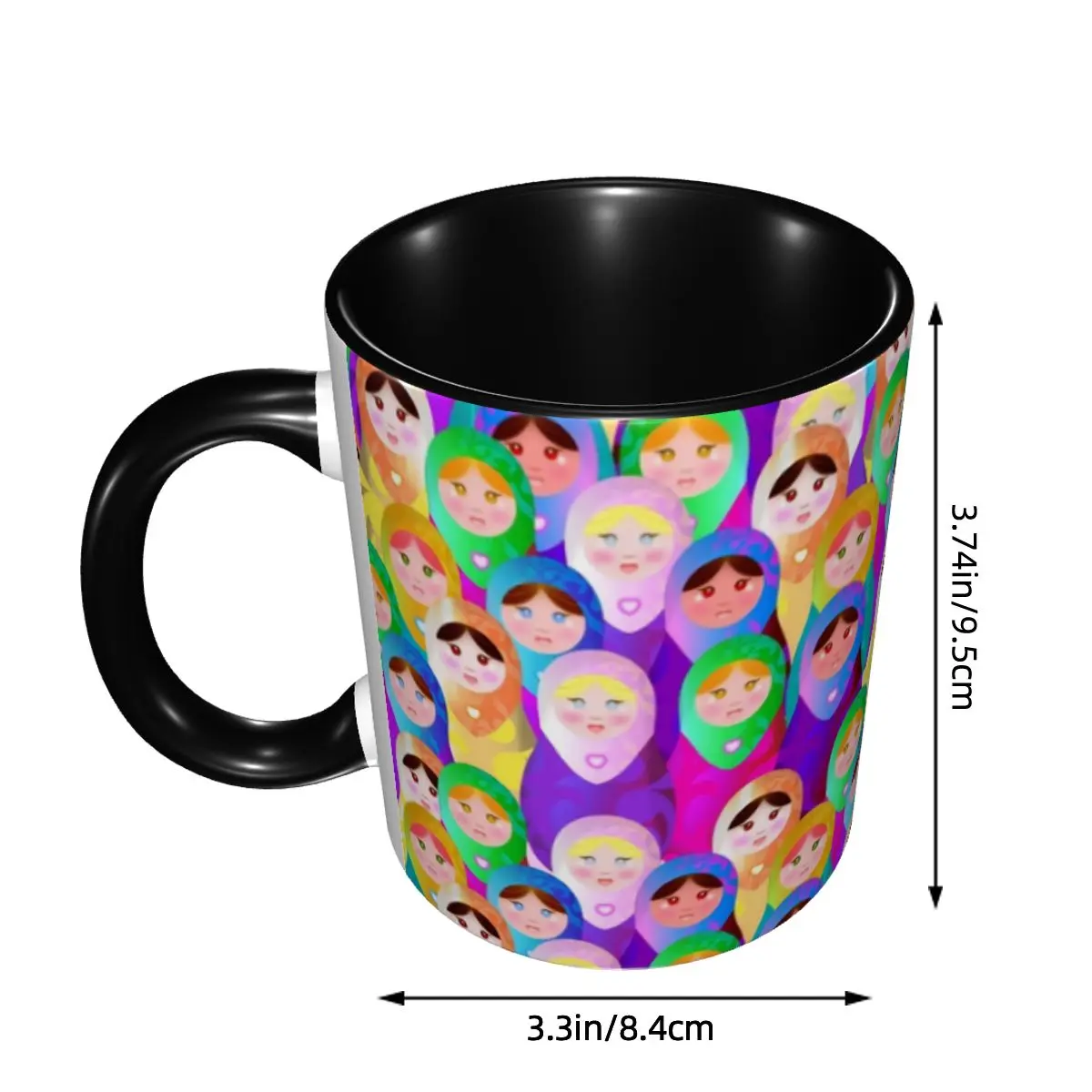 DIY Matryoshka Dolls Russian Doll Ceramic Mug Custom Russia Folk Art Coffee Cup Creative Gift