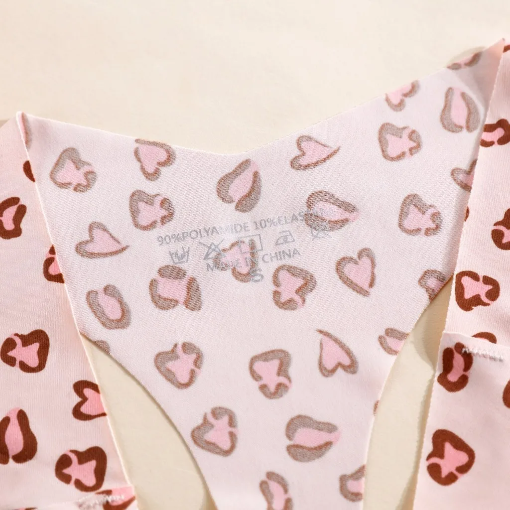 Women Seamless Thong Set Sexy Low Waist G String T Back Panties V Print Low Waist Ice Silk Panties Comfortable Invisible Panties