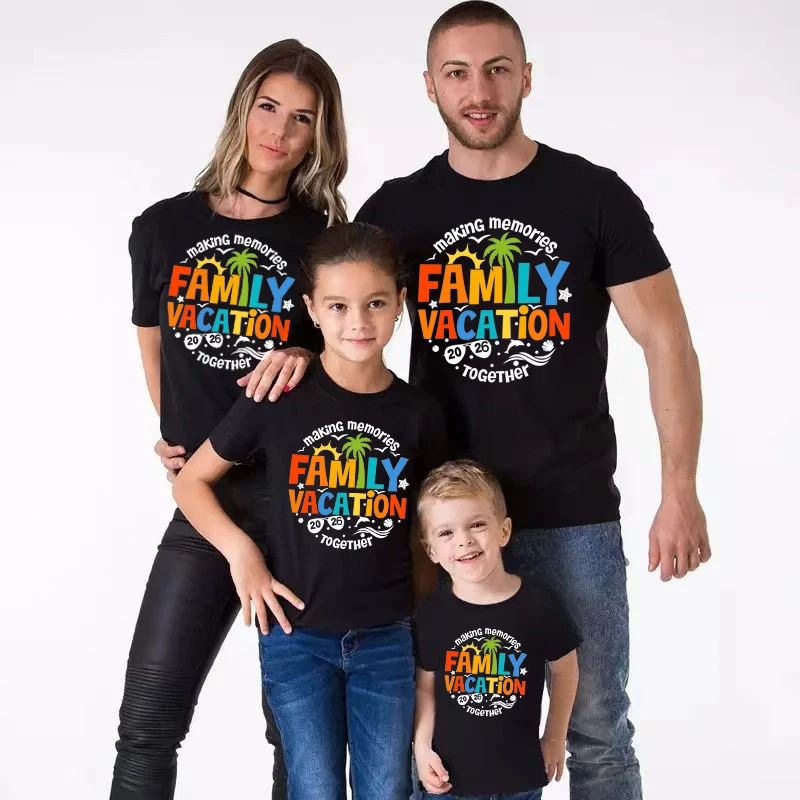 Making Memories Together Family Vacation 2026 Family Matching Outfits Cotton Look Dad Mom Kids Tshirt Baby Romper Trip Clothes