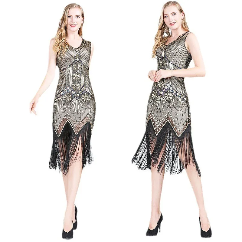 Elegant Party Dress Wedding Guest Mesh Sleeveless Dresses Sequined Bodice Evening Dress Red Sequin Cocktail Dress High Slit