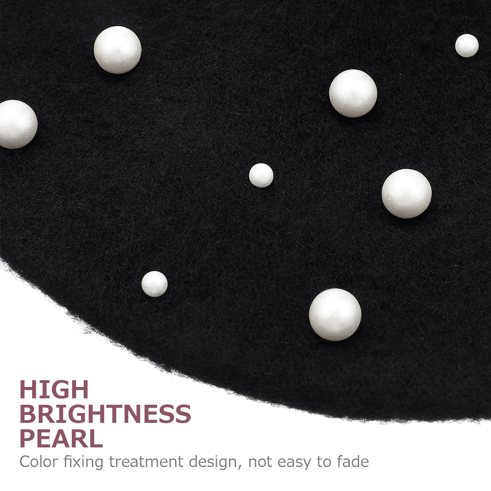 

Women's Pearl Beret Autumn Winter Cashmere Black Knit Hat Foldable Warm Stylish Outdoor Accessory Womens Pearl Beret