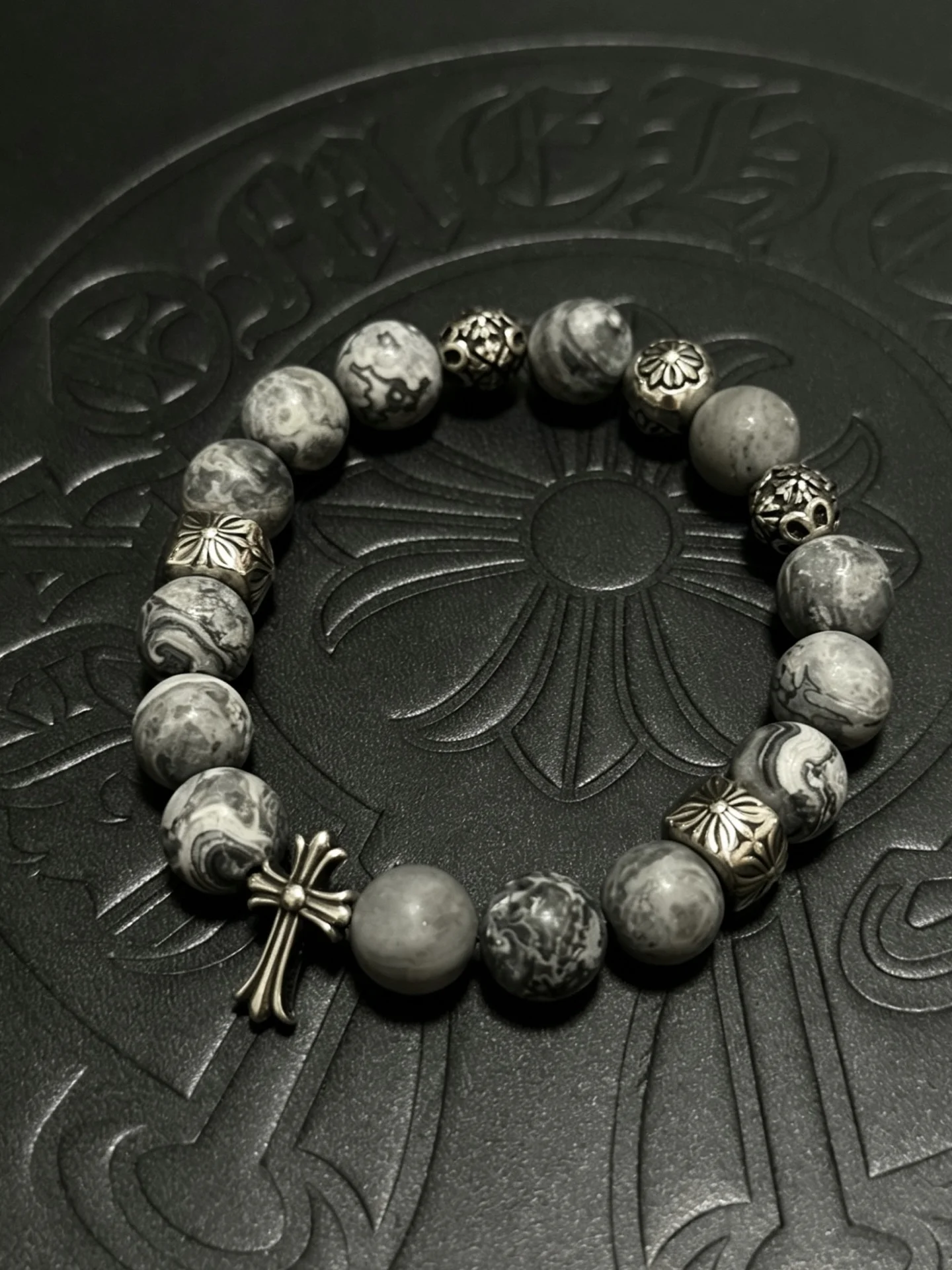 S925 sterling silver charm retro and old antique cross couple charm bracelet CH elegant light luxury accessories