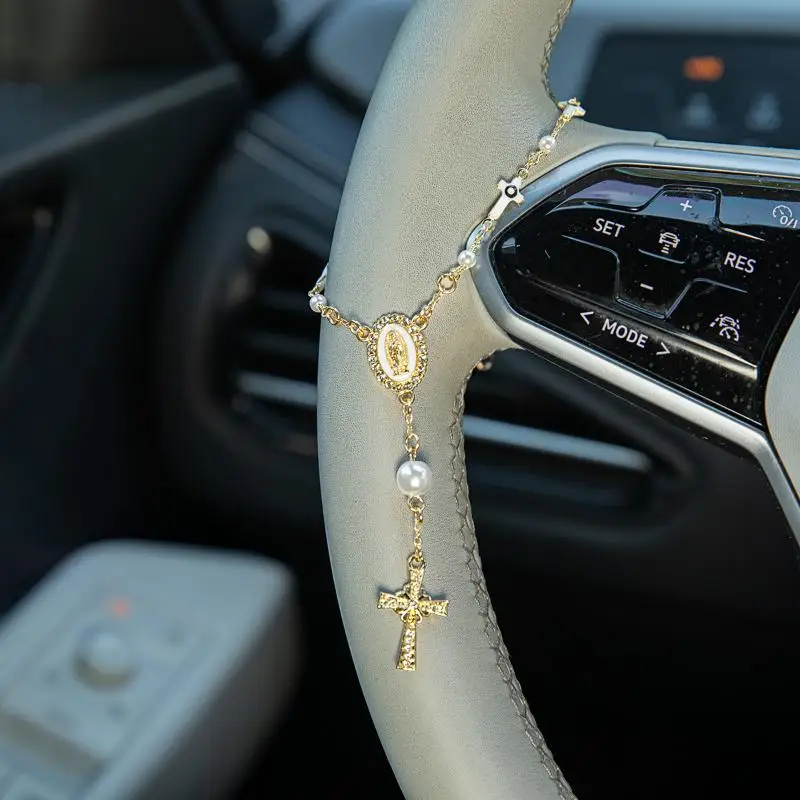 Steering Wheel Rosary Ornament | Rosary Car Pendant Accessory | Car Decor | Car Pendant | Unique Fashion Car Pendant Decorat