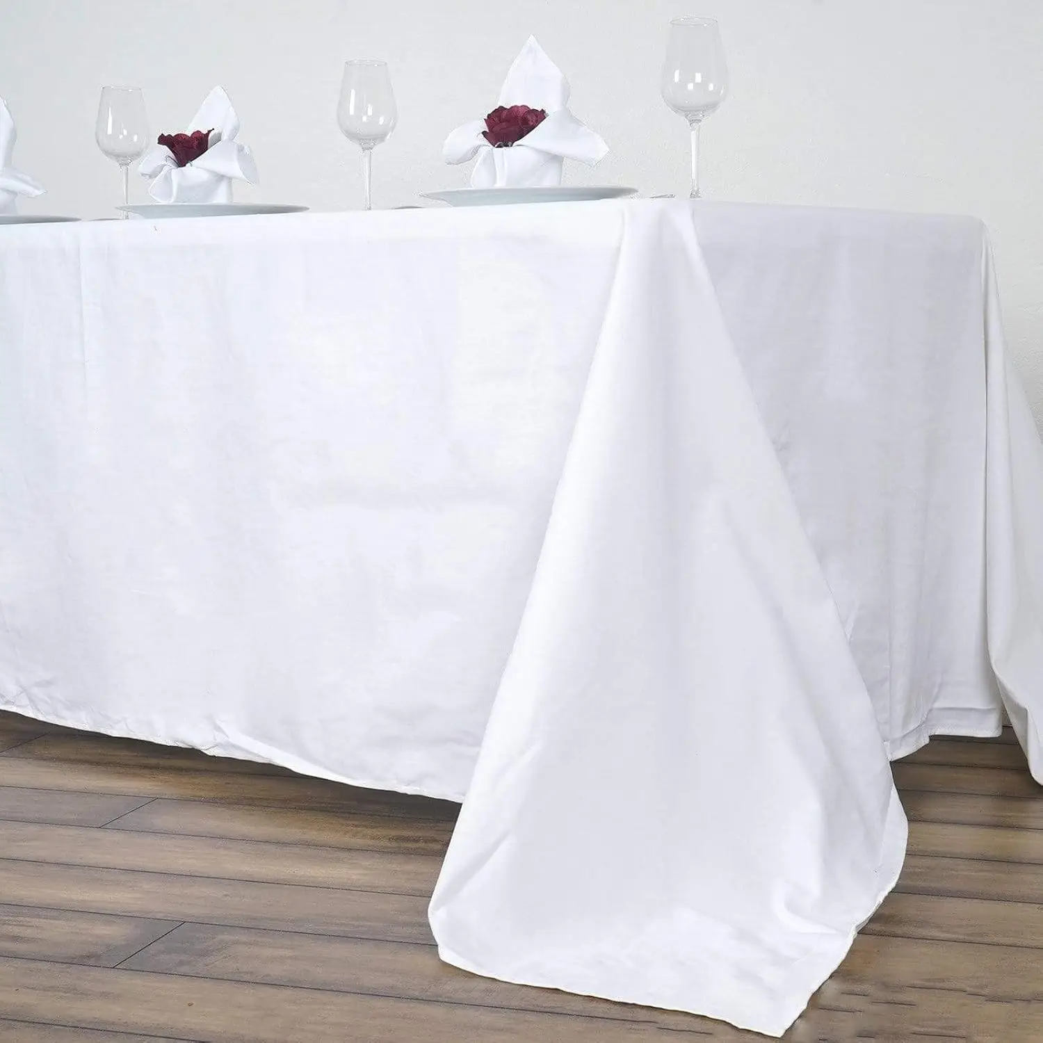 

White Cotton Tablecloth 90×156 Inch, Premium Rectangular Table Linen for Wedding Party Event Decor