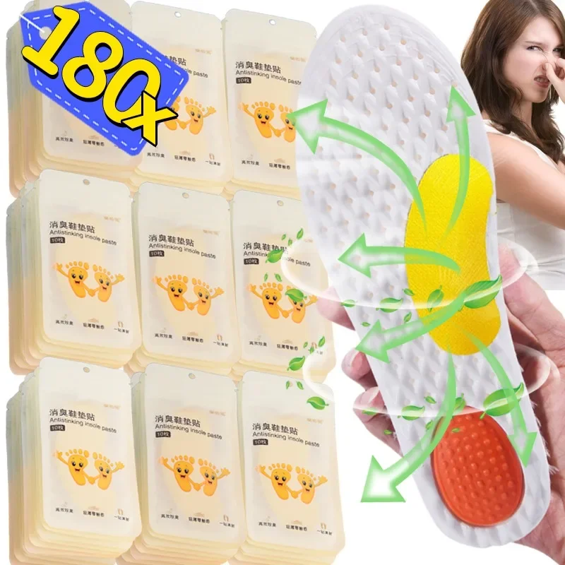 12/180Pcs Antibacterial Shoes Deodorant Sticker Fresh Lemon Smell Sneaker Aroma Insole Sterilization Peach Aromatic Sticker