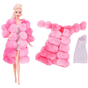 Mantel und Hautkleid für Barbies, ungezwungene Puppenkleidung, Kleidungszubehör, Plüschjacke, Promi, Kindergeschenk, 11.8 12 Hauptverkäufe Barbie Kinderkleidung - №2