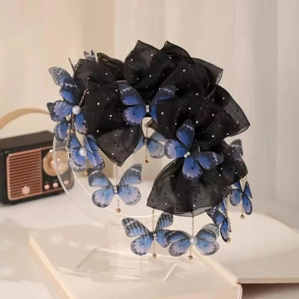 أنيقة فراشة فراشة Hairgrip شرابة زهرة الشعر مخلب البلاستيك شبكة القرش كليب أغطية الرأس #2