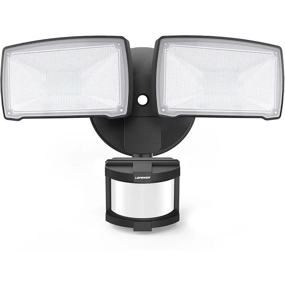 

Светодиодные охранные светильники с датчиком движения для улицы, 30 Вт, 3200 лм, 5500K, IP65 водонепроницаемые, 2 прожектора с датчиком движения для гаража, двора, веранды