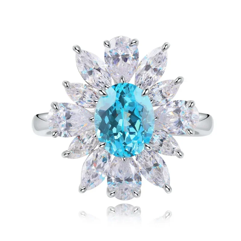 Pirmiana Hot Sale 2.69ct Lab Grown Paraiba Sapphire Ring S925 Silver Engagementring Women