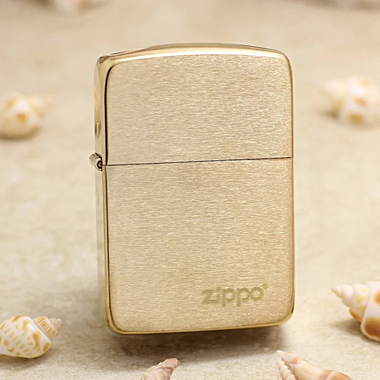 

Genuine Zippo Reproduce gold brushed finish oil lighter copper windproof cigarette Kerosene lighters Gift