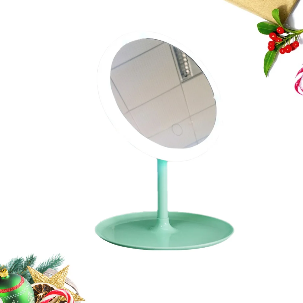 

LED Desktop Makeup Mirror USB Charging Three Color Light Durable Stylish Mirror with Storage Tray Practical