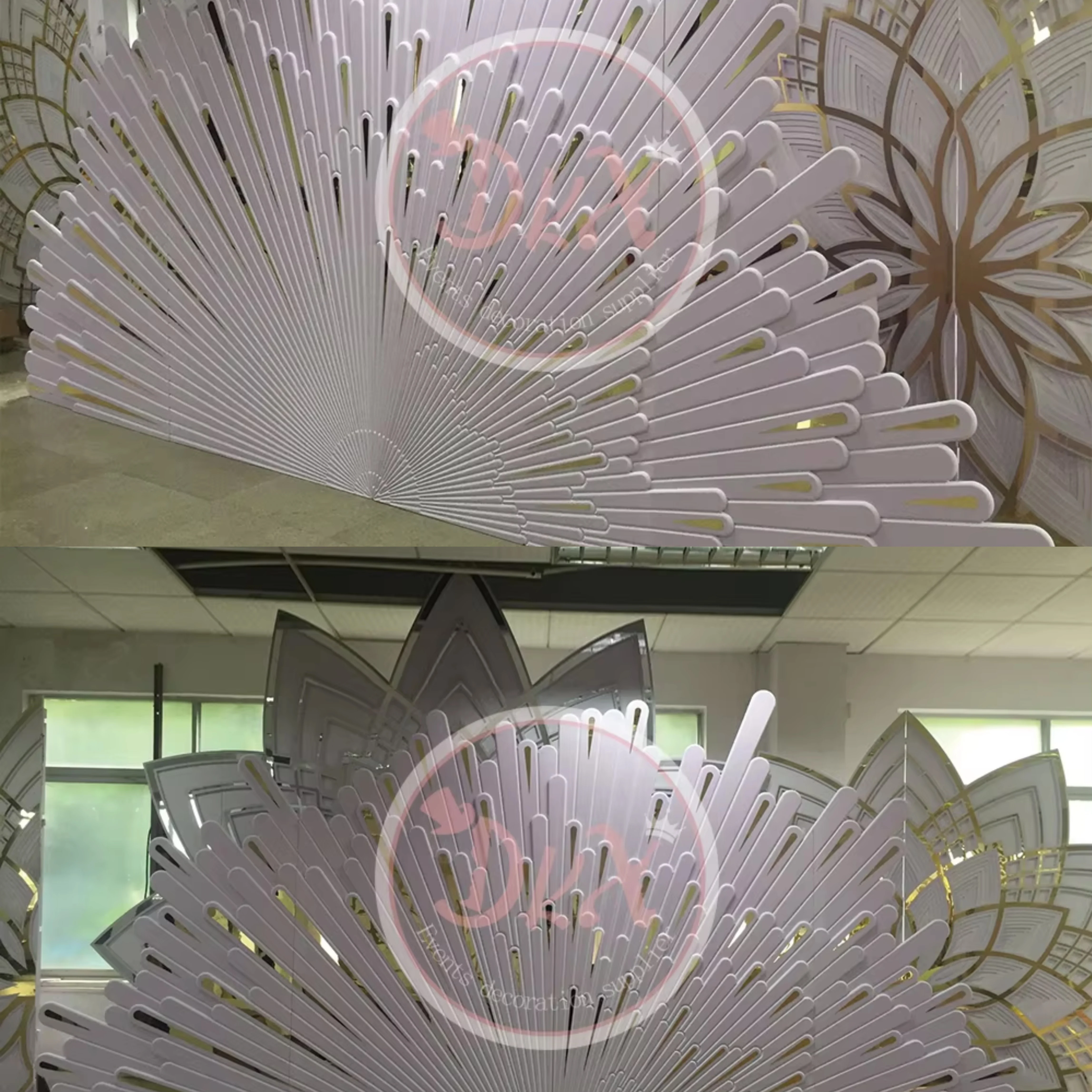 

Amzaing Sunshine Shape PVC White Backdrop Acrylic Decoration Marriage Stand On Sale