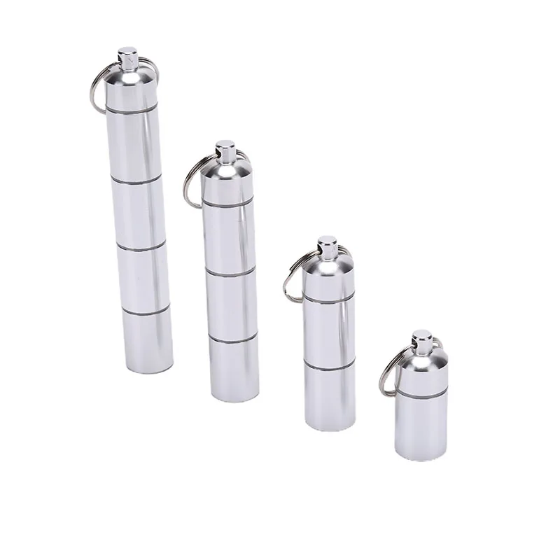 17mm Capsule Shape Aluminum Pill Storage Box Waterproof Holder Container Keyring