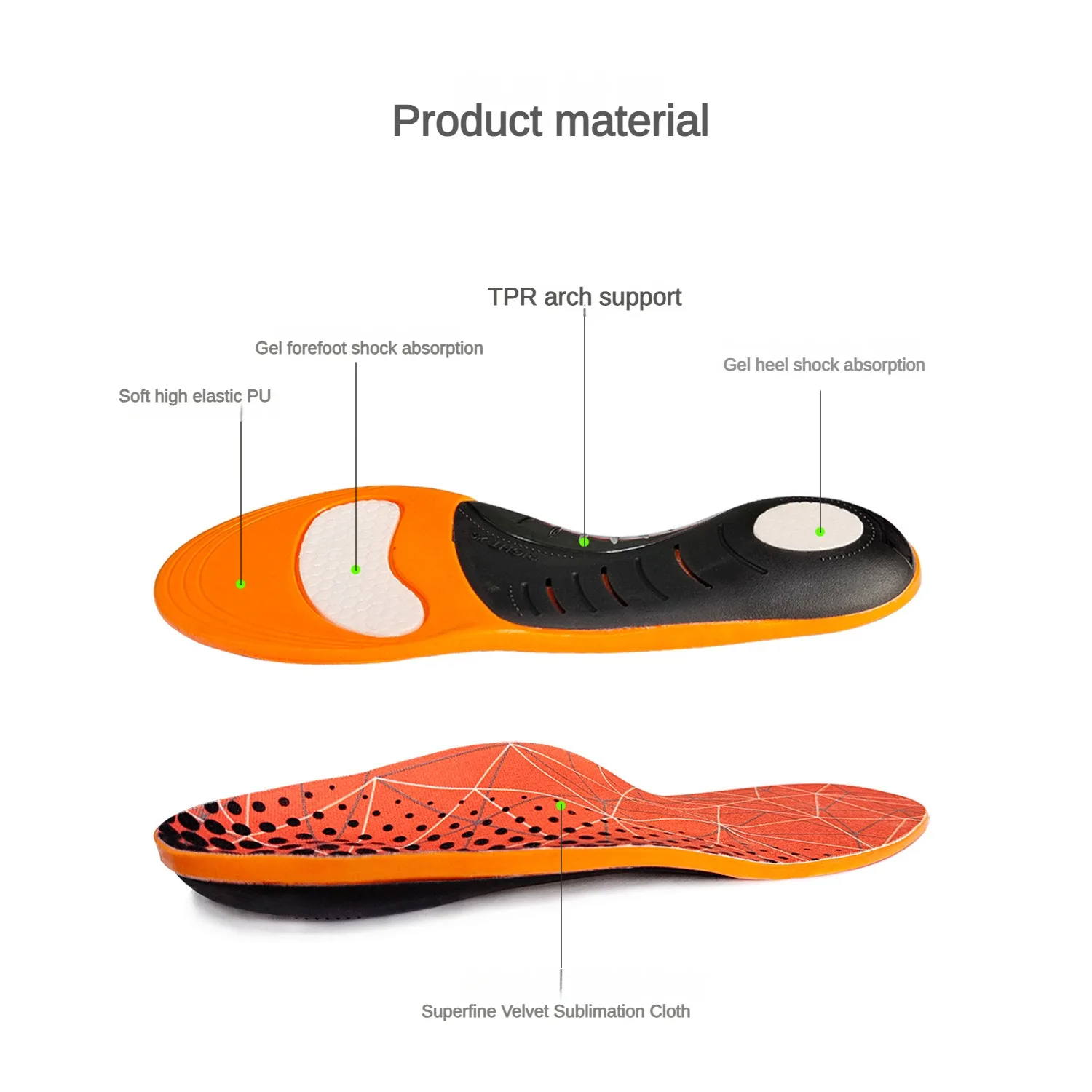 PU Corrective Insole Arch Support Flat Foot Men and Women Soft and Comfortable Foot Massage Insole