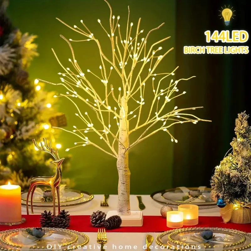 1PC 144 LEDS Birch Tree Lights USB And Battery Power For Holiday Decorative Tree For Thanksgiving Gifts Parties Easter Gift
