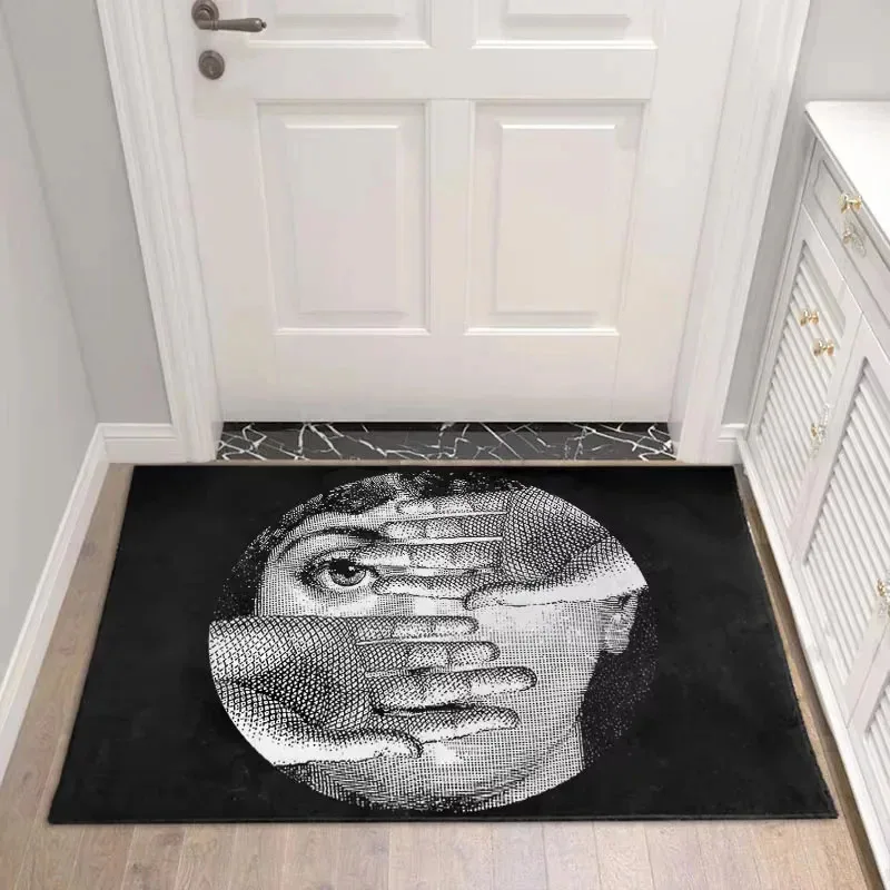 VIKAMA Black And White Art Rug Pretty Girl Pattern Living Room And Hallway Decorative Rug Nordic Style Home Decoration