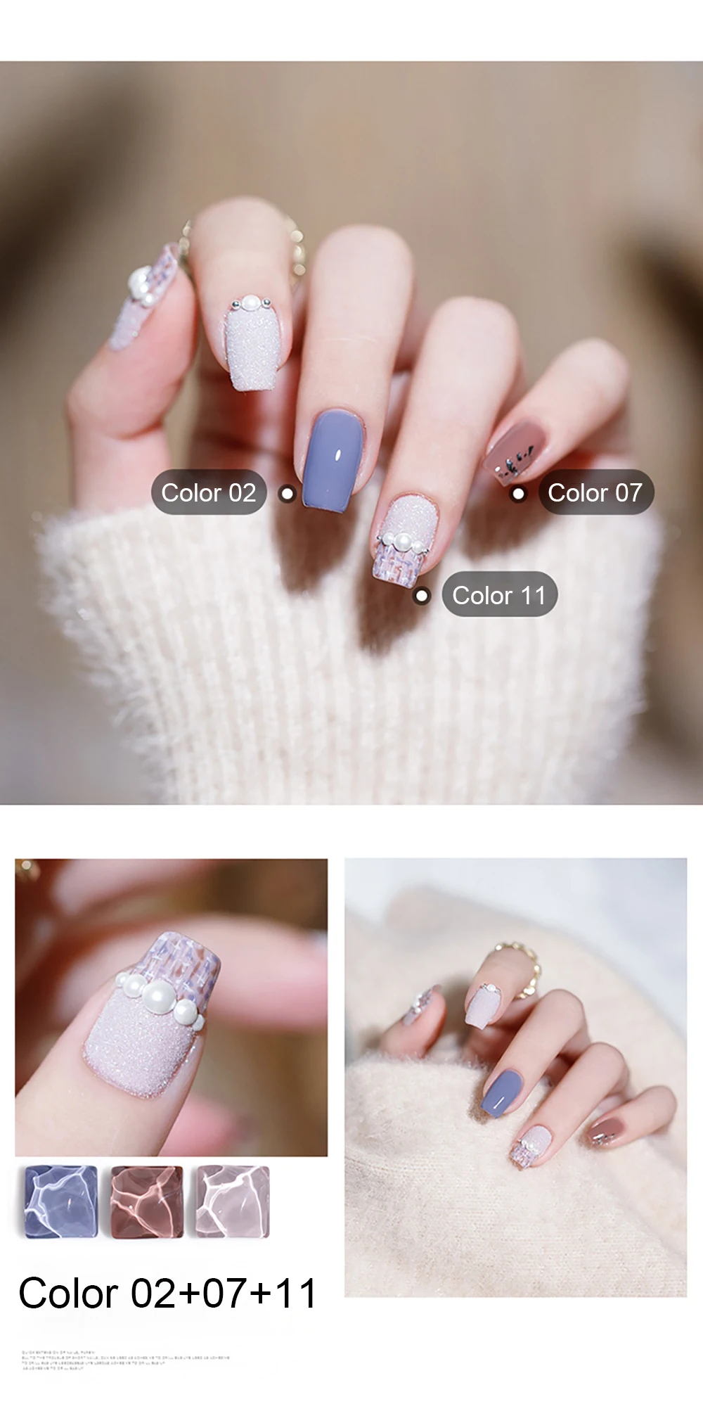 Vendeeni 18 Farben Blau-Grau Gel-Nagellack Semi-Permanent UV LED Soak-Off Gel-Lack Reine Kühle Farben Gel-Lack für Nagelkunst – Detail 9