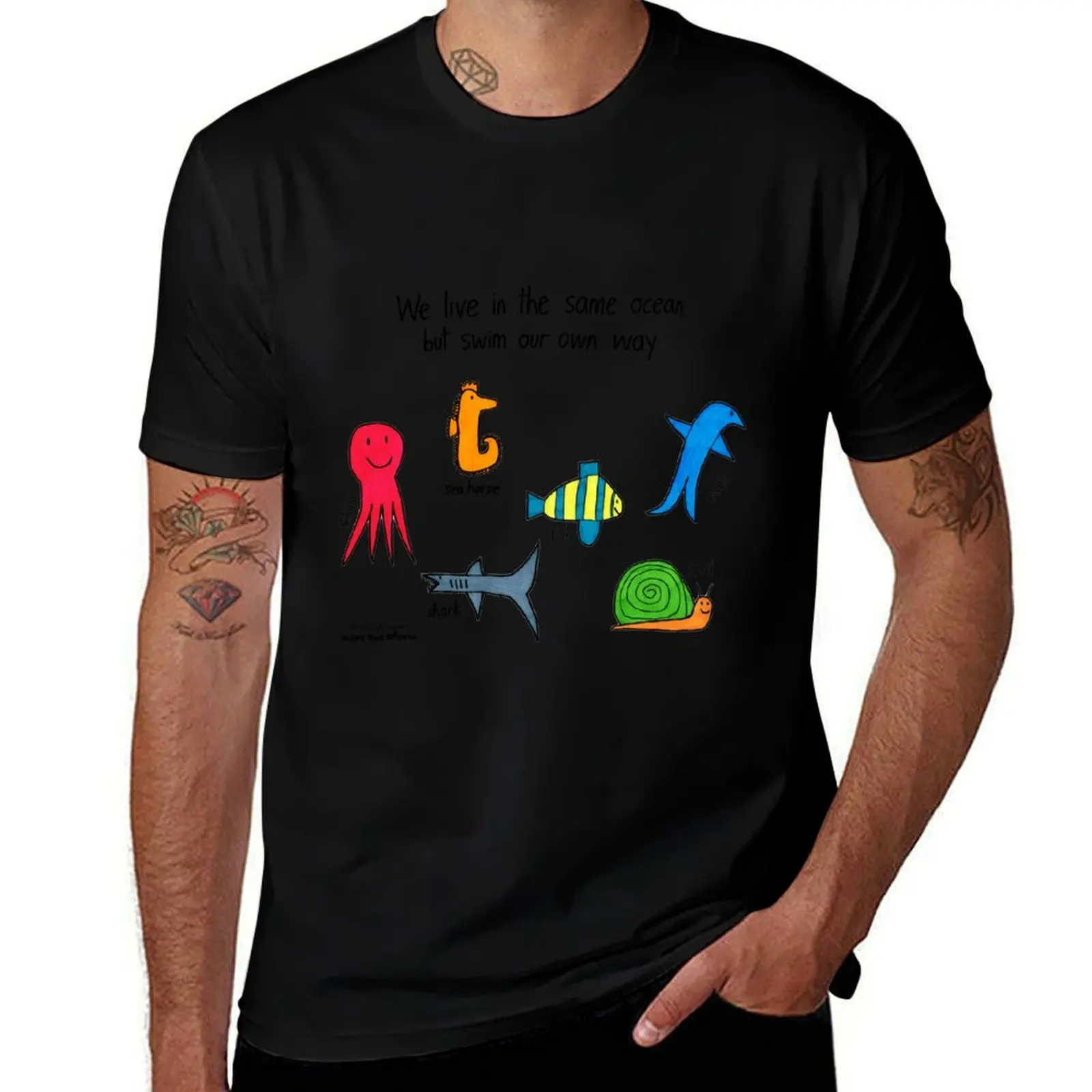 Sea Creatures T-Shirt Casual Soft Cotton Short Sleeve Tee T-Shirt