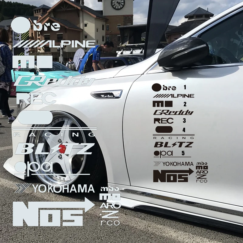 

1 Set Car Stickers Set Reflective Car Door Vinyl Decals for Lowrider Racing JDM Style