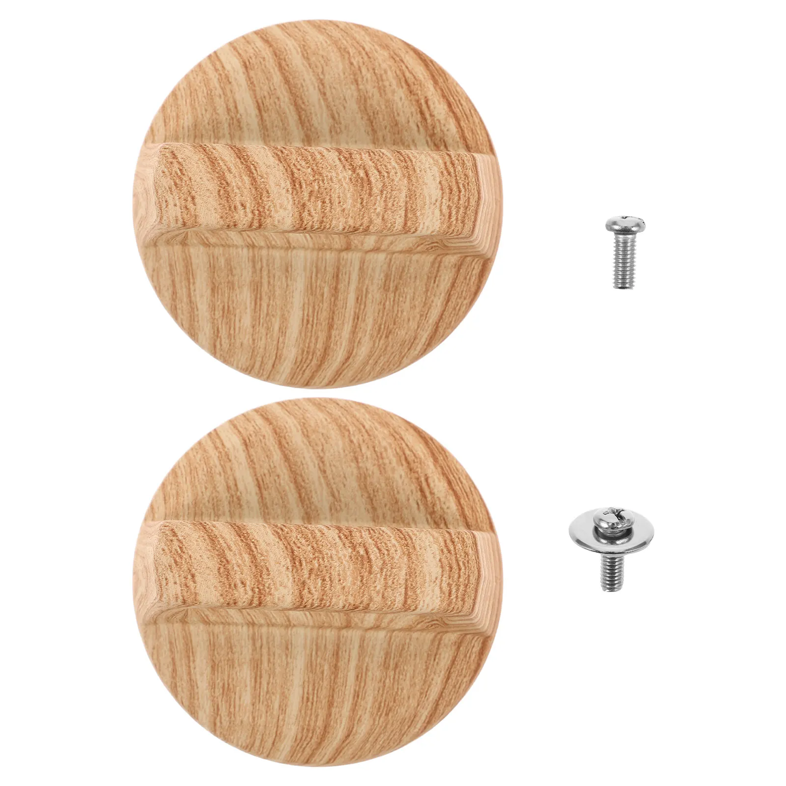 

2 Pcs Wood Grain Pot Lid Handle Heat-resistant Cover Knob for Pan Vertical Replacement Light Brown