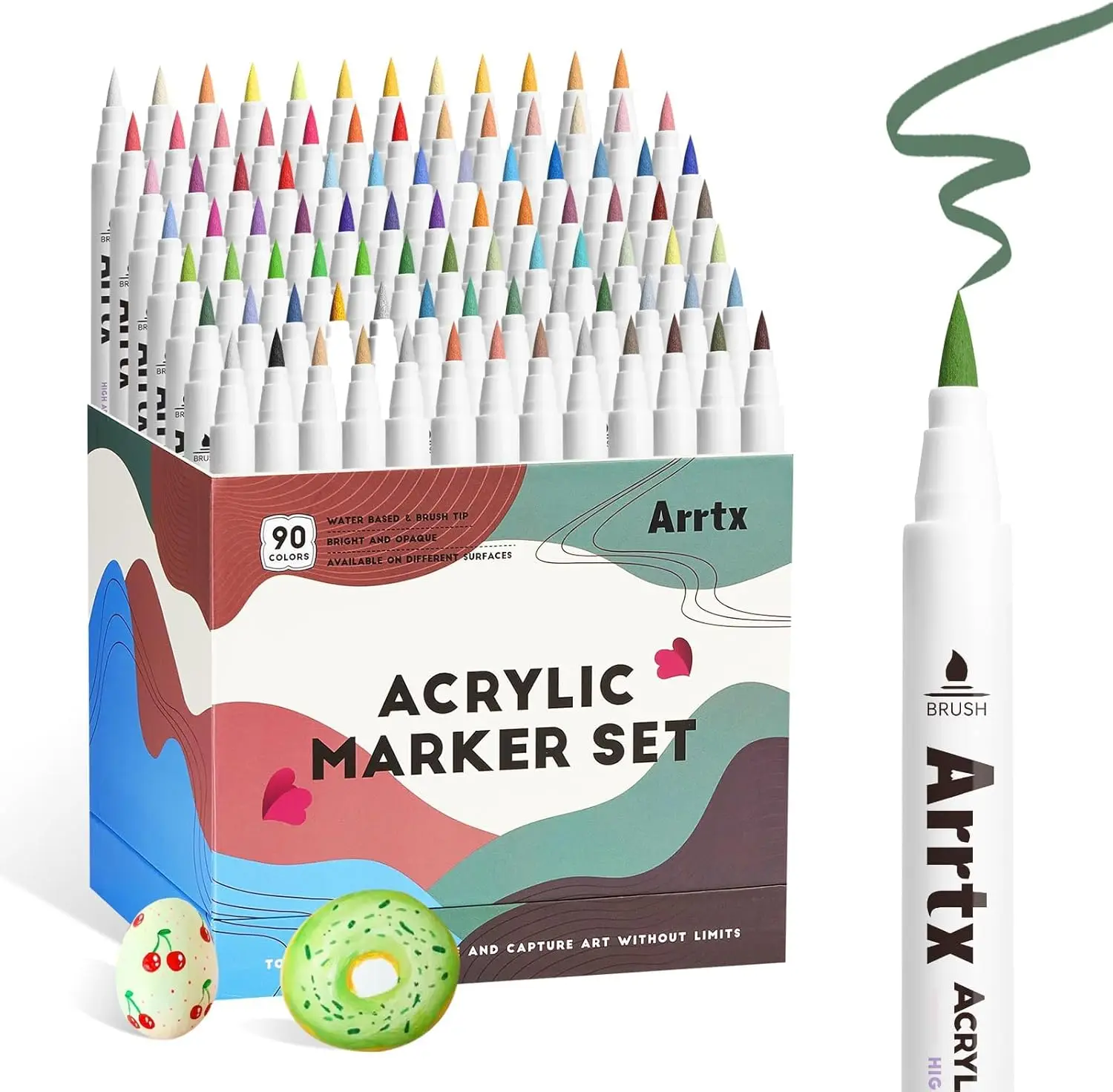 

90 Colors Acrylic Paint Markers with Extra Brush Tip for Artists, Rock Painting, Wood, Canvas, DIY Crafts Art Supplies