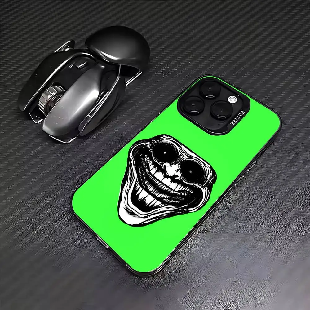 Emoticons T-Trollface Phone Case For iPhone 17, 16,15,14,13,12,11 Plus,Pro Max, Colorful Silver Funda Cover