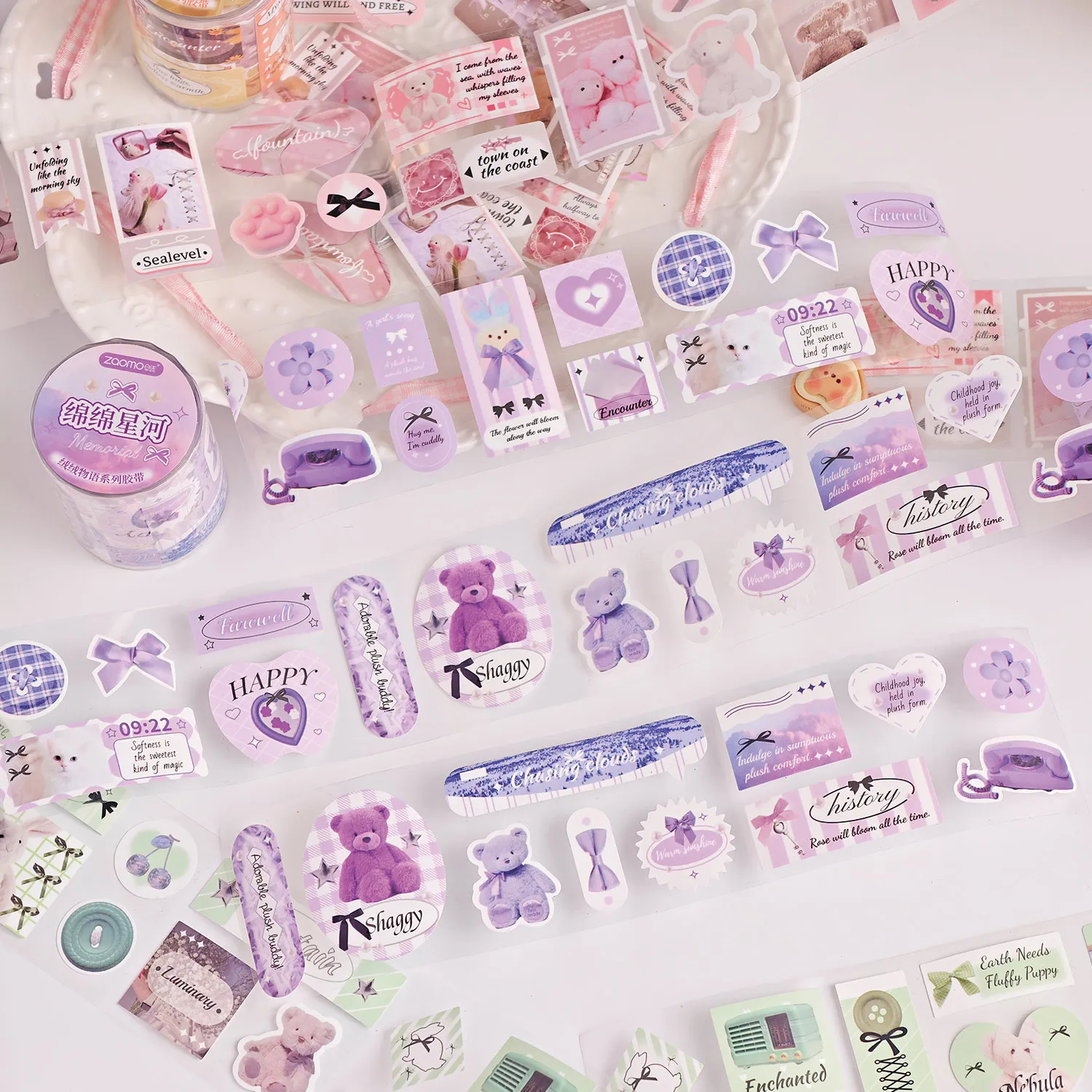 Handbook Tape, Velvet Story Series, Korean Cute Handbook DIY Sealing Decorative Material Stickers