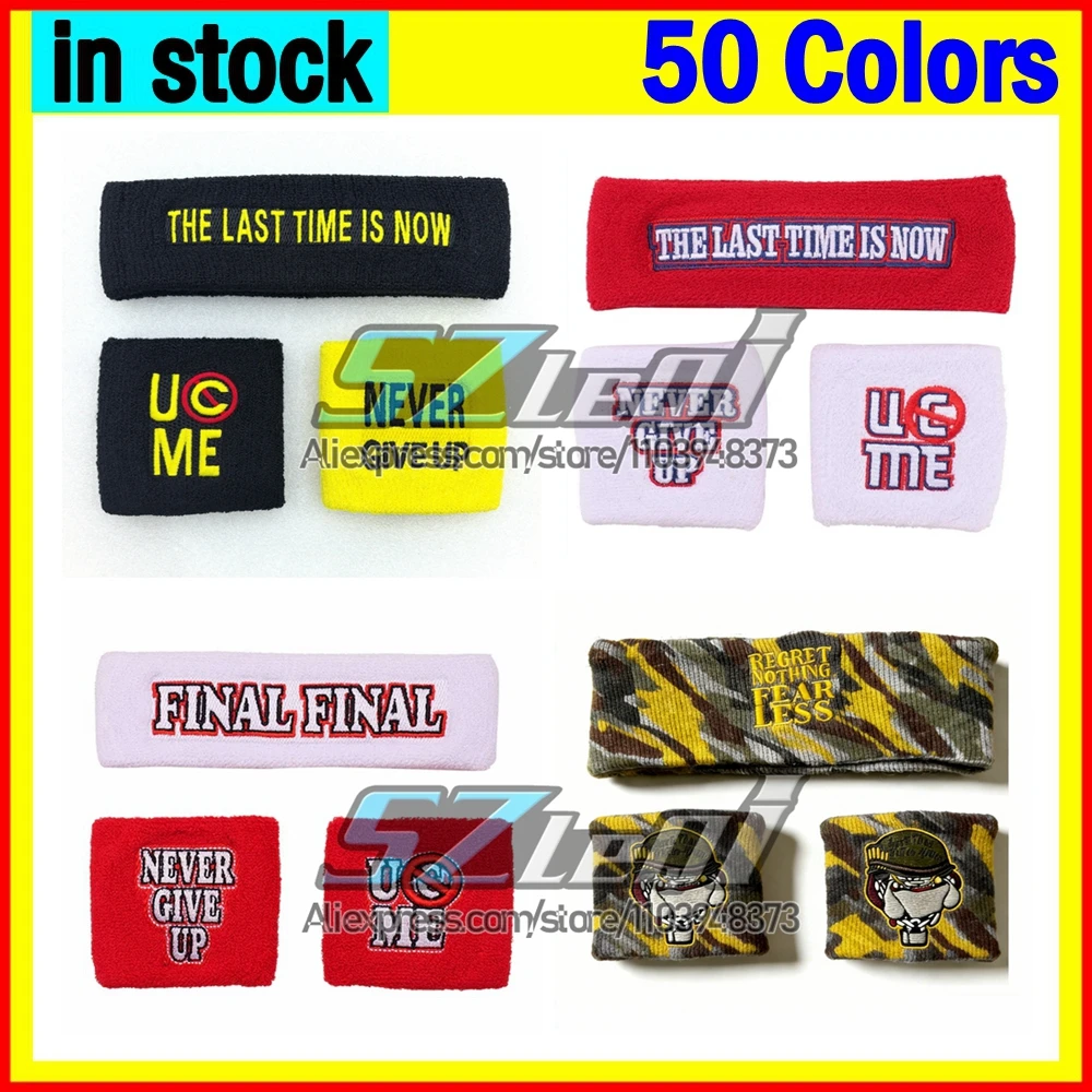 Fitness-Armband für JOHN CENA, Schweißband, saugfähige Armbänder, Fitness, Basketball, Wrestling, Sport-Stirnband-Set, 50 Farben