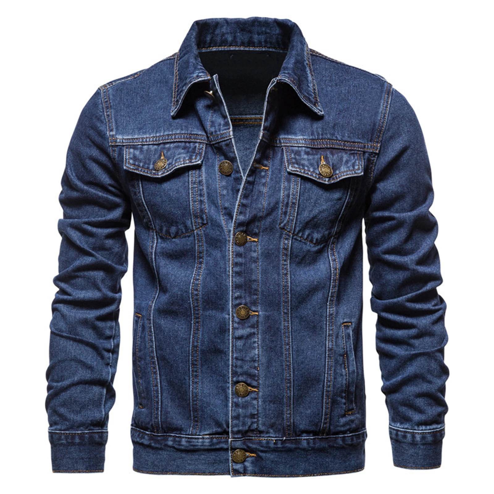 Men's Vintage Fashion Casual and Versatile Slim Fit Denim Jacket Classic Color High-end Streetwear Button Down Cardigan