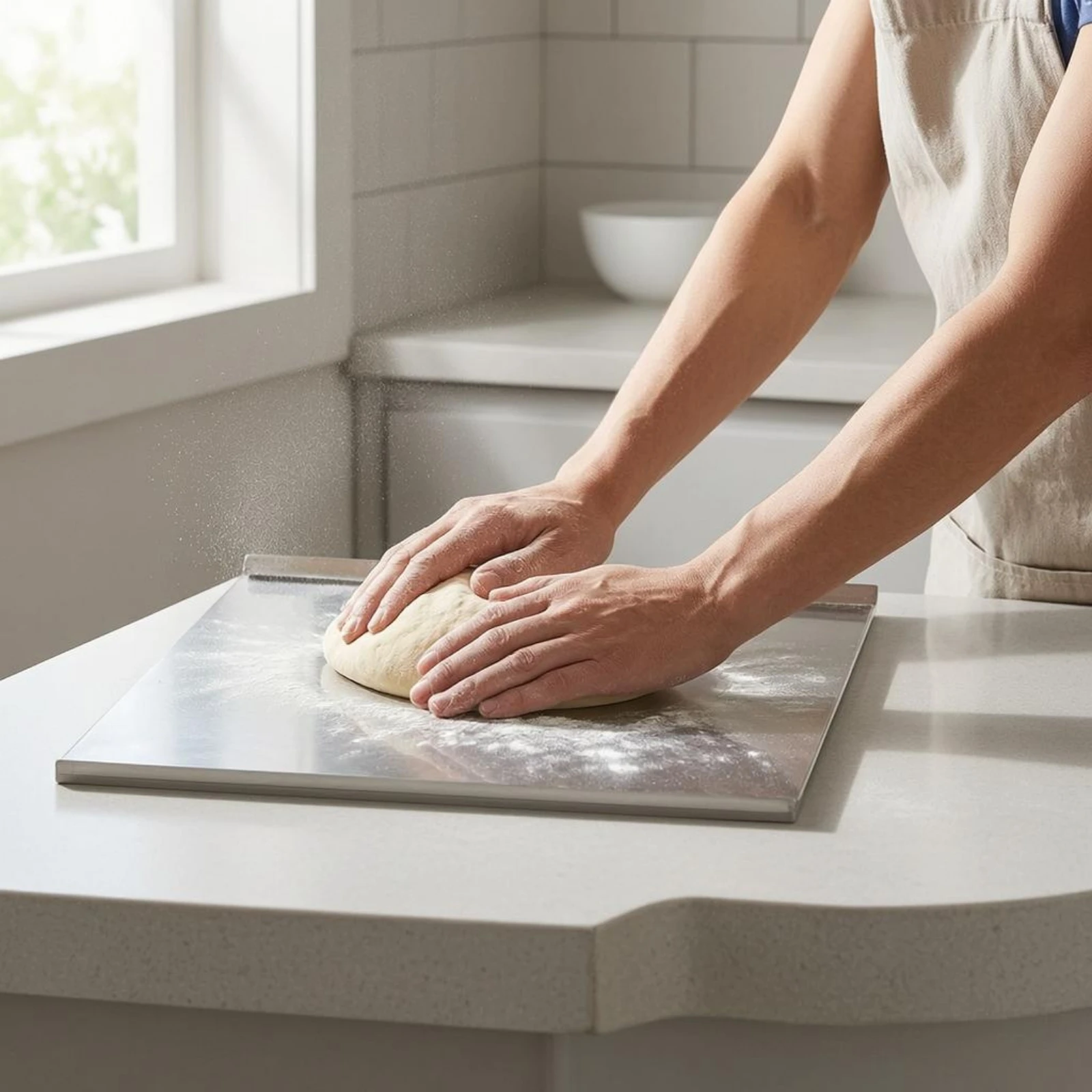 L-shaped Chopping Board Stainless Steel Large Size Doublesided Chopping Board Kitchen Tool Home Fruit Cutting And Kneading Panel