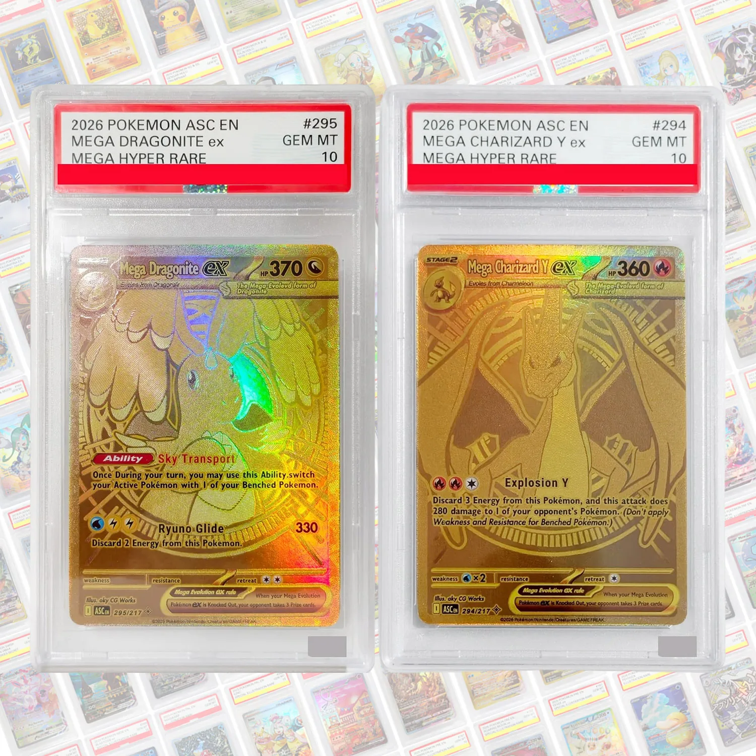 DIY English Points Rating Card ASC Ascended Heroes Dragonite Gengar Charizard Y Feraligatr Meganium Froslass Game Collection Toy - view 2