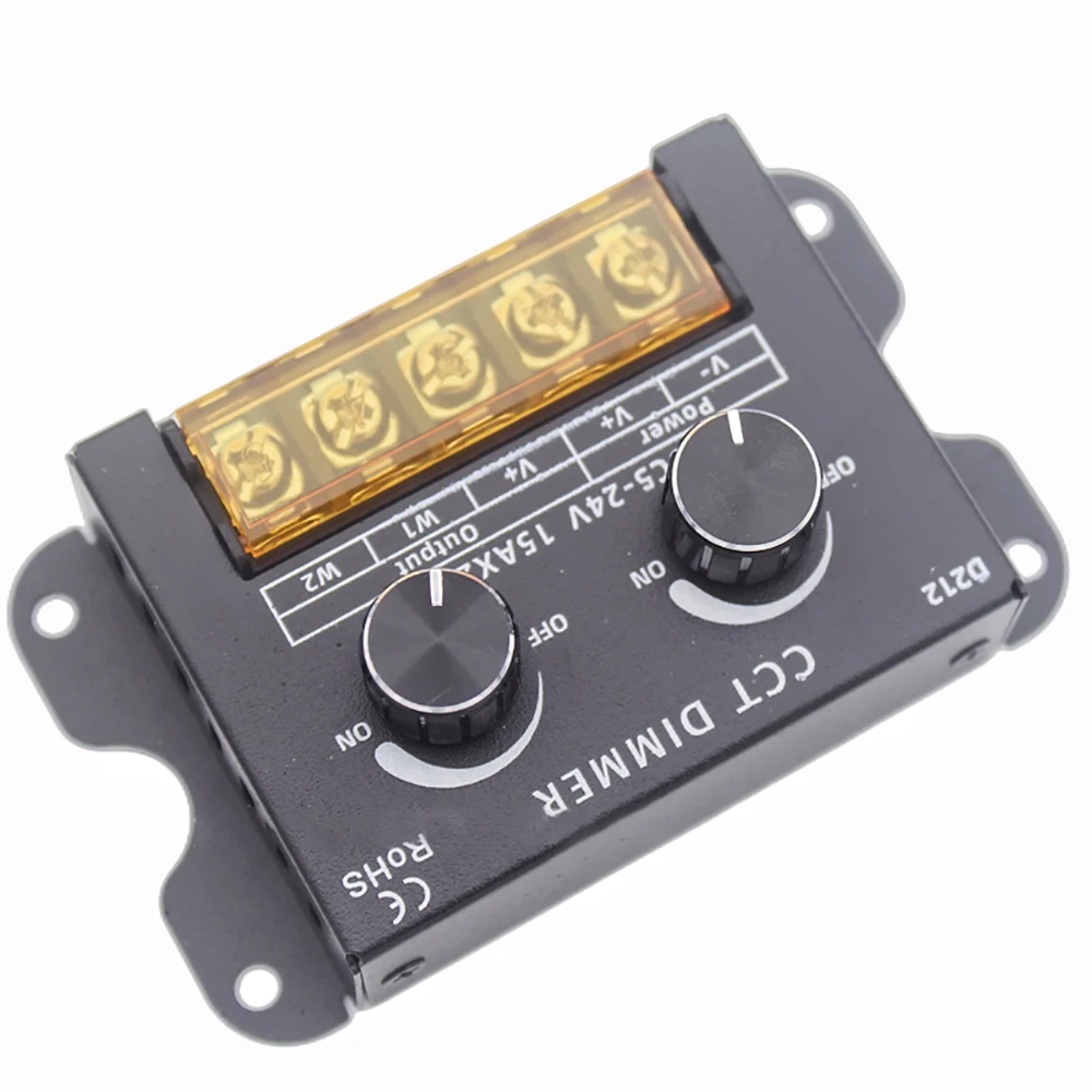 30A 350W LED CCT Dimmer DC5V 12V 24V PWM Two Knob Dual Switch Color Temperature Dimming Control for 5050 2835 5730 Strip Module