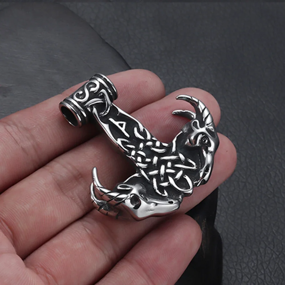 Stainless Steel Viking Norse Pendant for Necklace DIY Accessories Jewelry Making Findings Men Charm Supplies Punk Axe